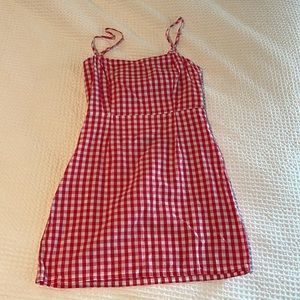Nasty Gal Red Checkered Tie Back Dress